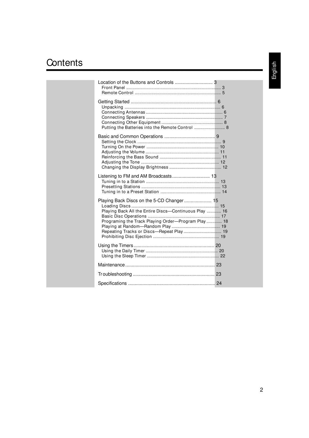 JVC CA-FSS57, GVT0134-001B manual Contents 