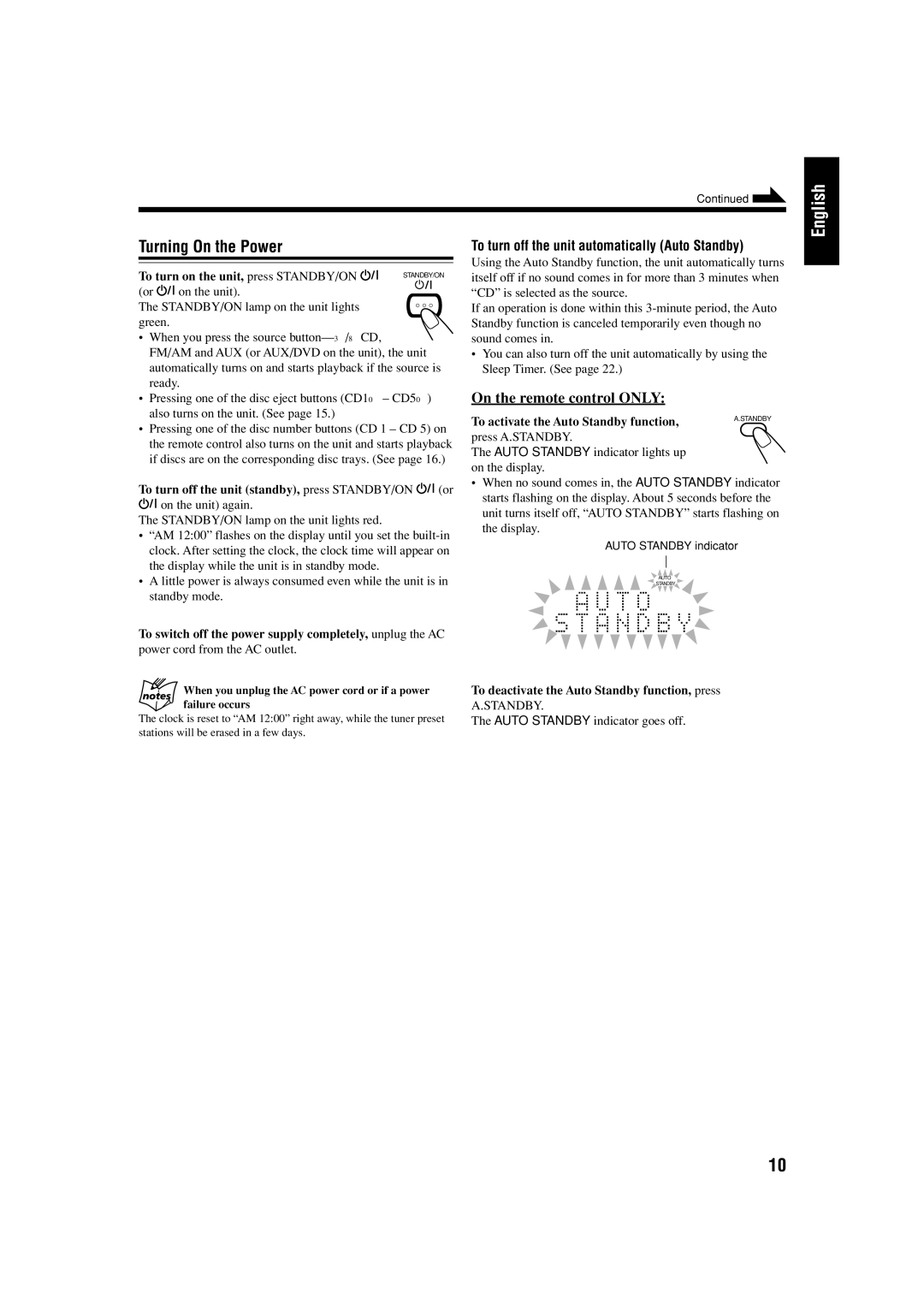 JVC CA-FSS57, GVT0134-001B manual Turning On the Power 