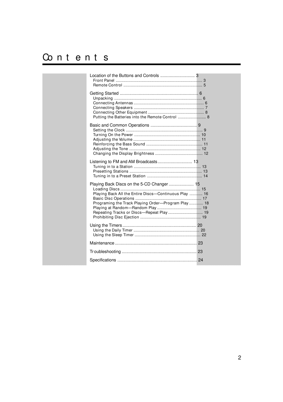 JVC CA-FSS57, GVT0134-001B manual Contents 