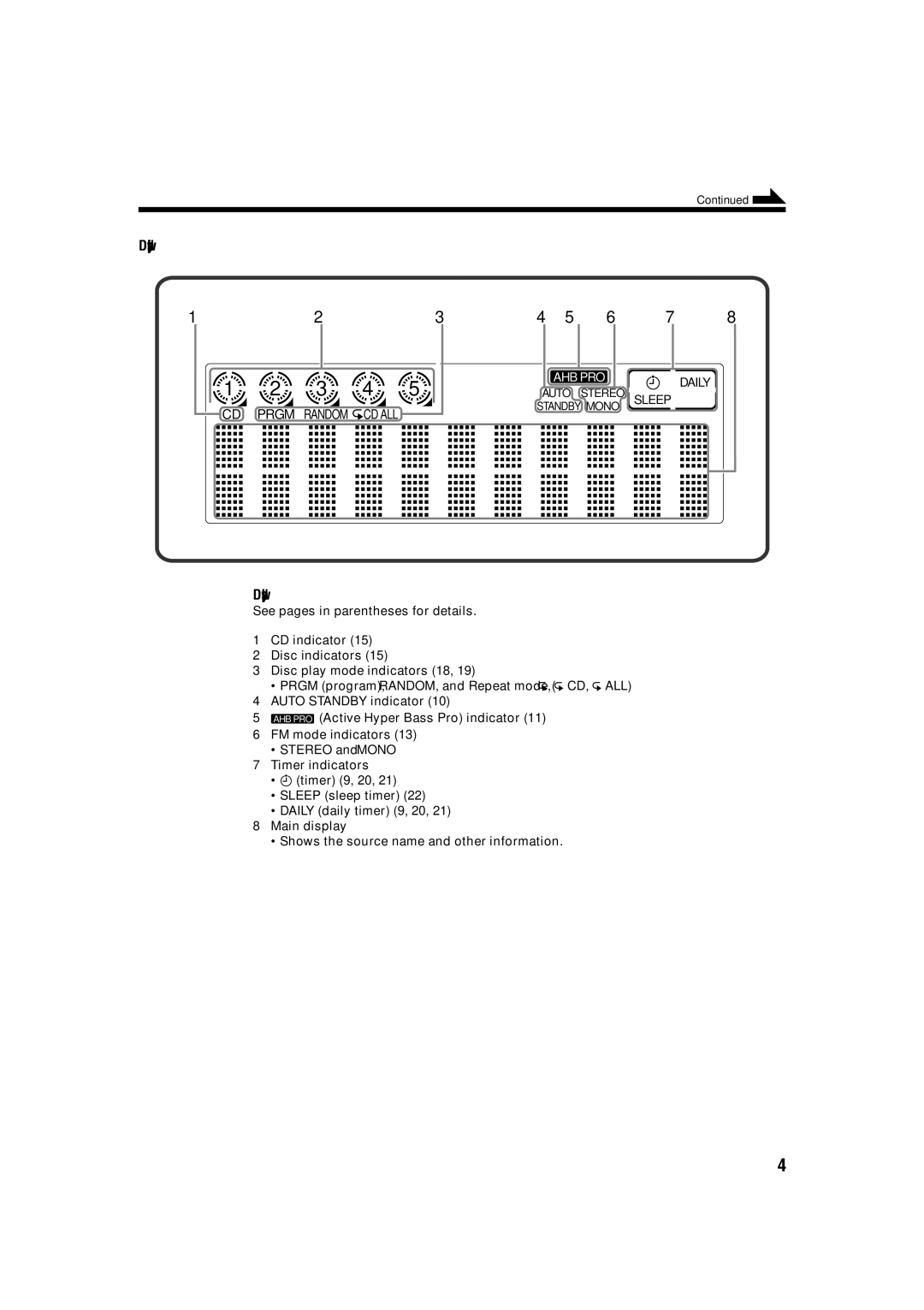 JVC CA-FSS57, GVT0134-001B manual Display window on the front panel 