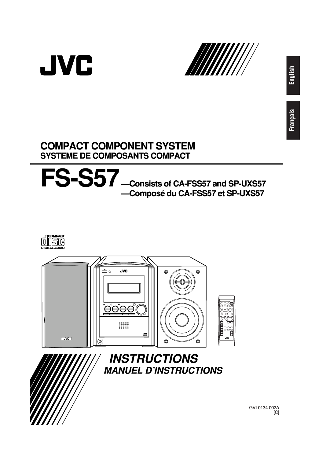 JVC CA-FSS57 Systeme De Composants Compact, English Français, Instructions, Compact Component System, GVT0134-002AC, 5-CD 