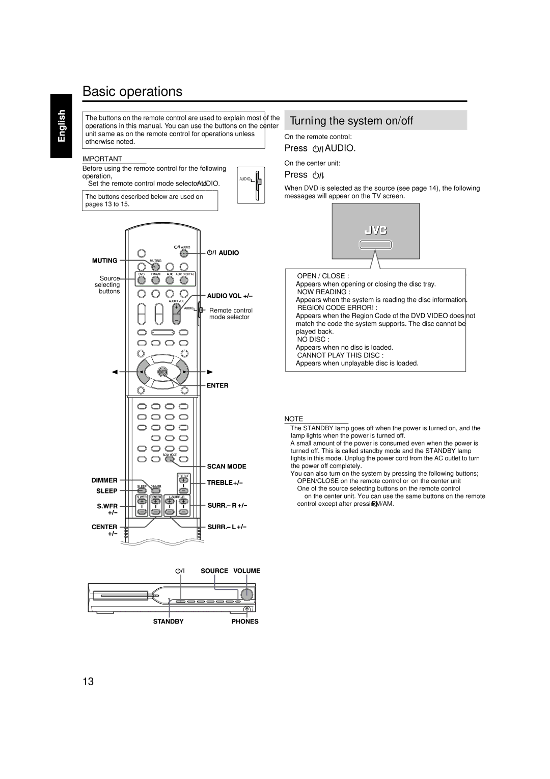 JVC GVT0141-003A manual Basic operations 