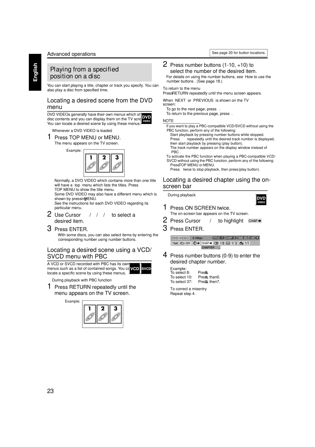 JVC GVT0141-003A manual Playing from a specified position on a disc 