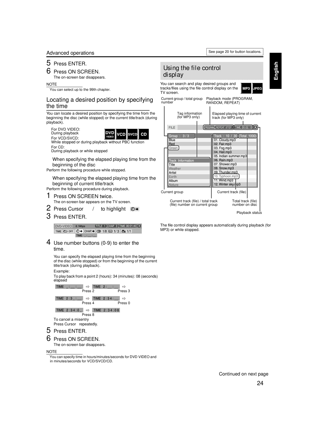 JVC GVT0141-003A manual Using the file control display 