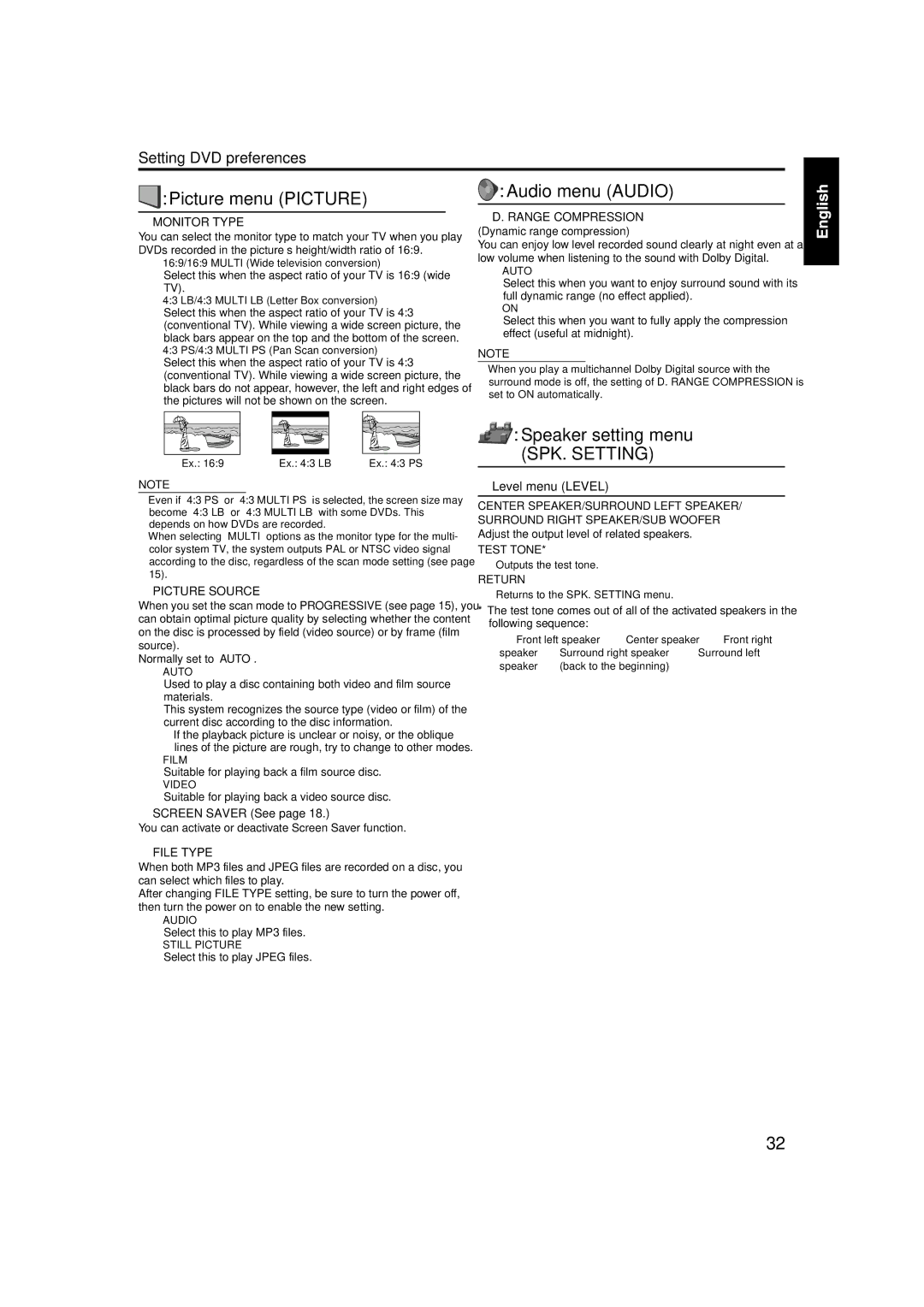 JVC GVT0141-003A manual SPK. Setting 