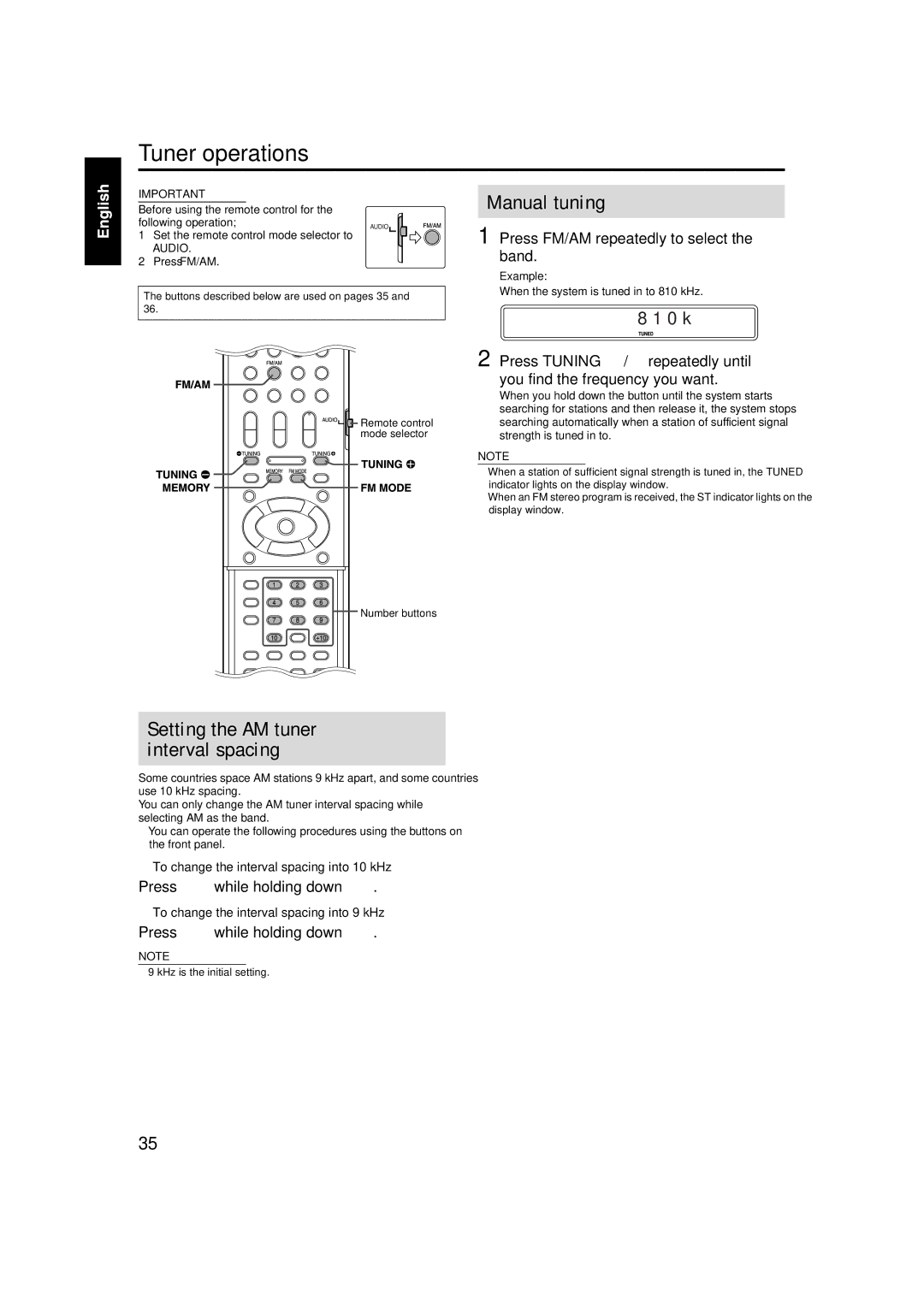 JVC GVT0141-003A manual Tuner operations 