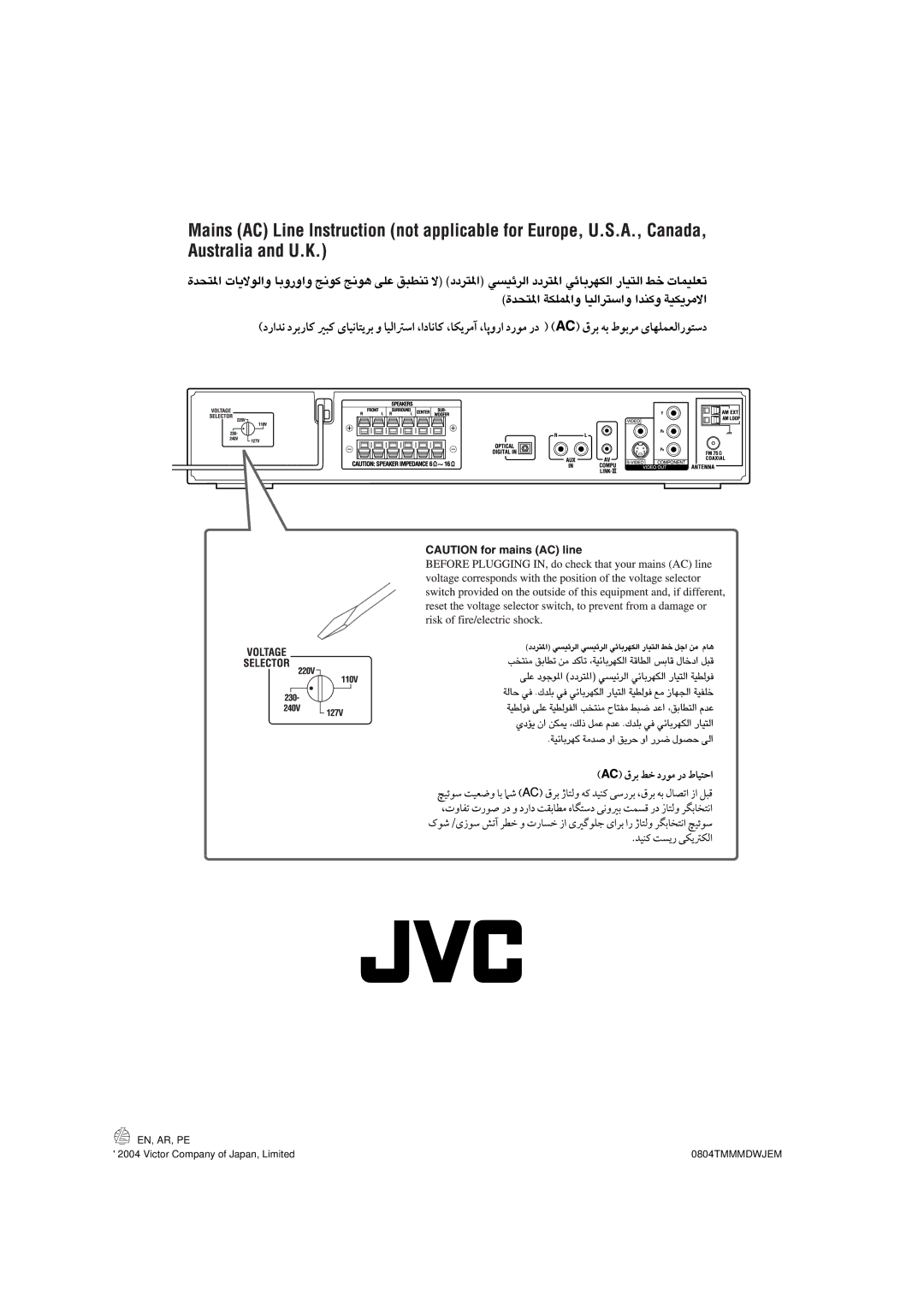 JVC GVT0141-003A manual En, Ar, Pe 