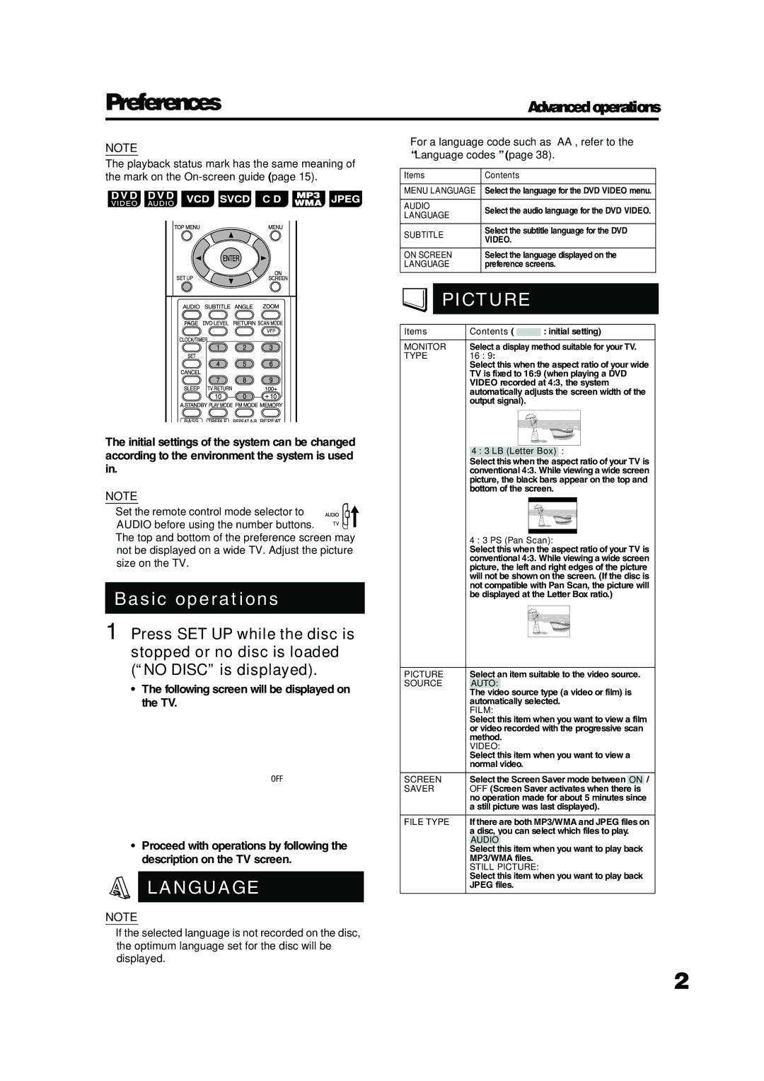 JVC GVT0142-001A manual Preferences, Basic operations 