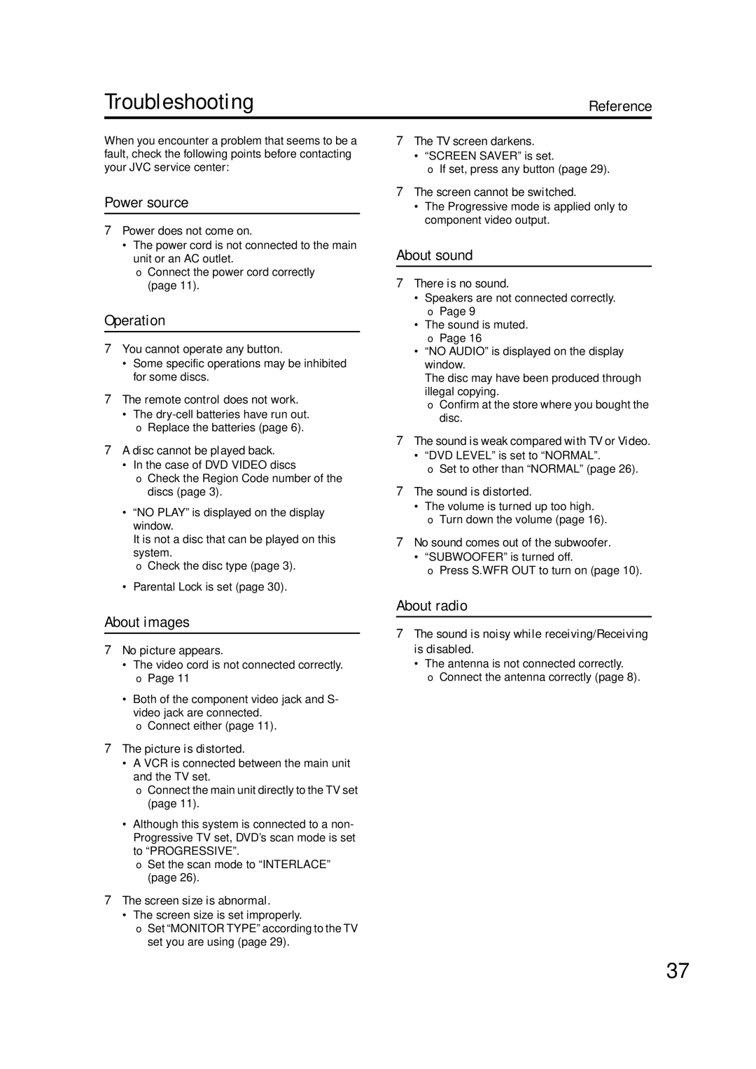 JVC GVT0142-001A manual Troubleshooting 