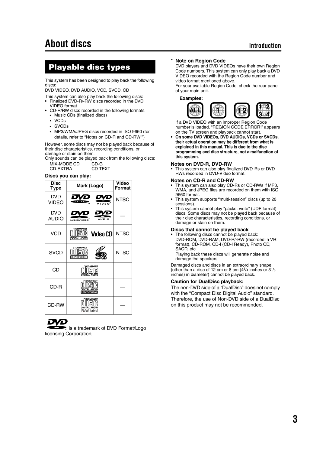 JVC GVT0142-001A manual About discs, Playable disc types, Discs you can play, Discs that cannot be played back 