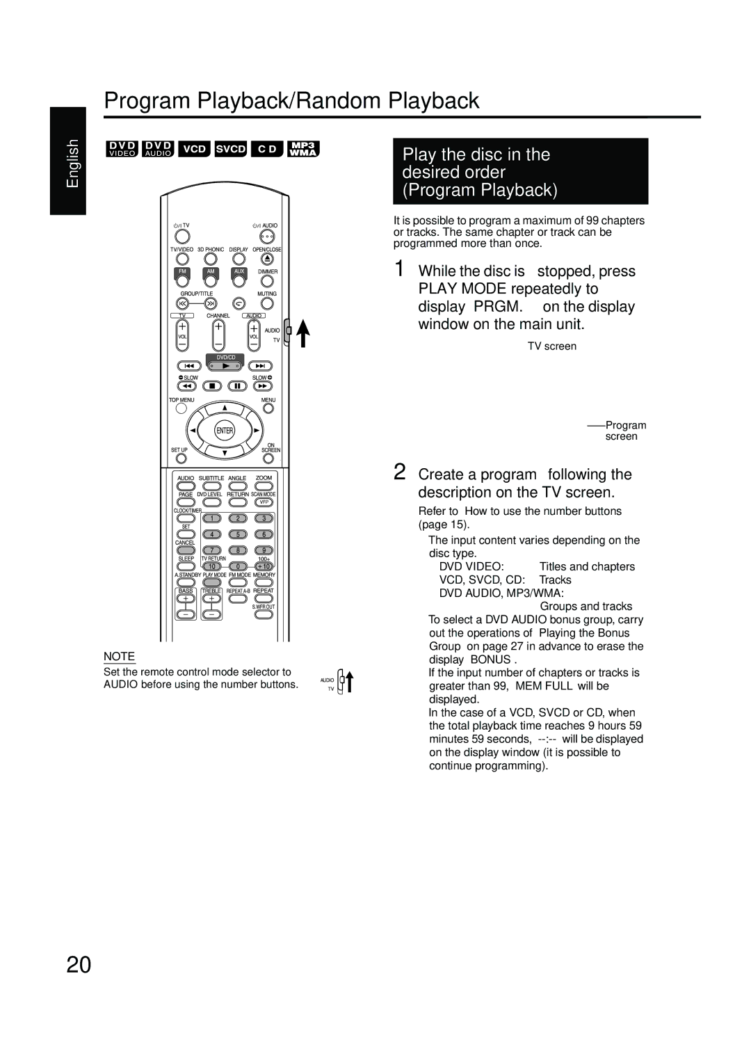 JVC GVT0142-001A manual Program Playback/Random Playback 