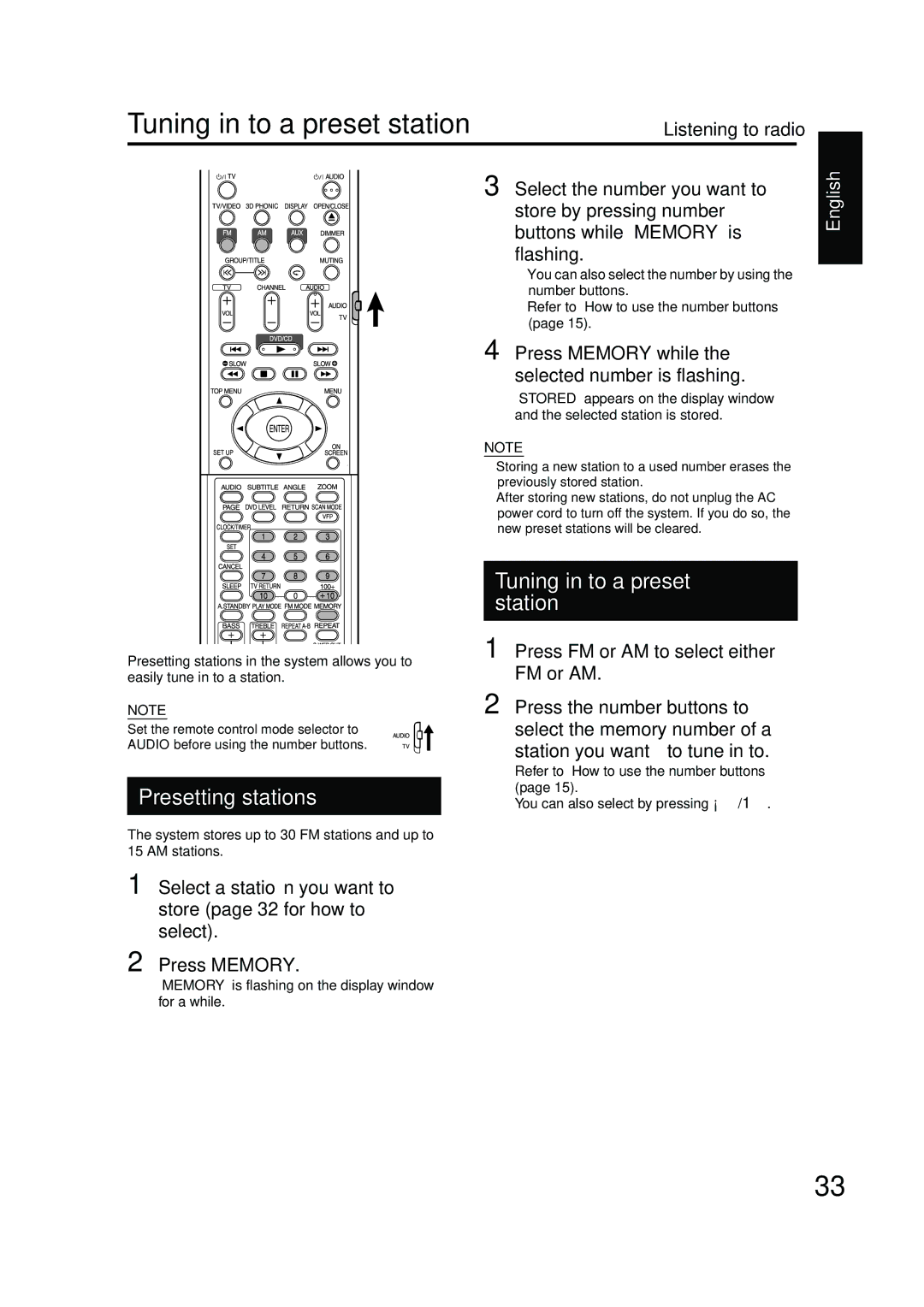 JVC GVT0142-001A manual Listening to radio 