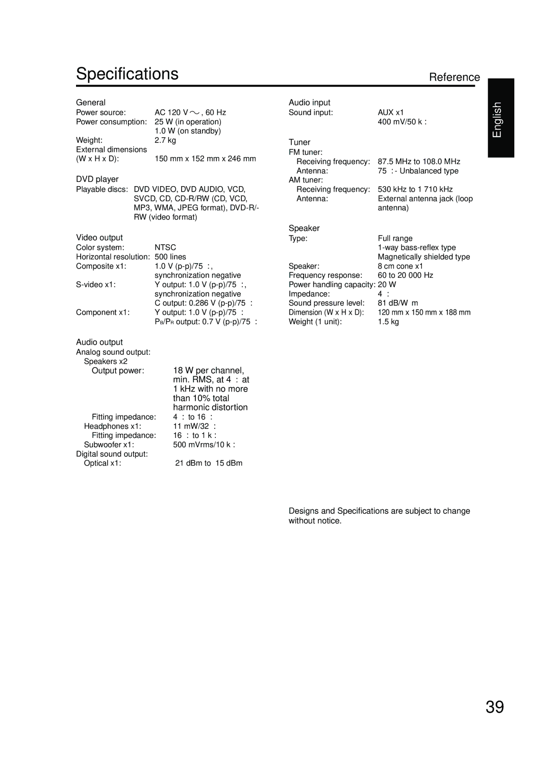 JVC GVT0142-001A manual Speaker Video output, Output power 