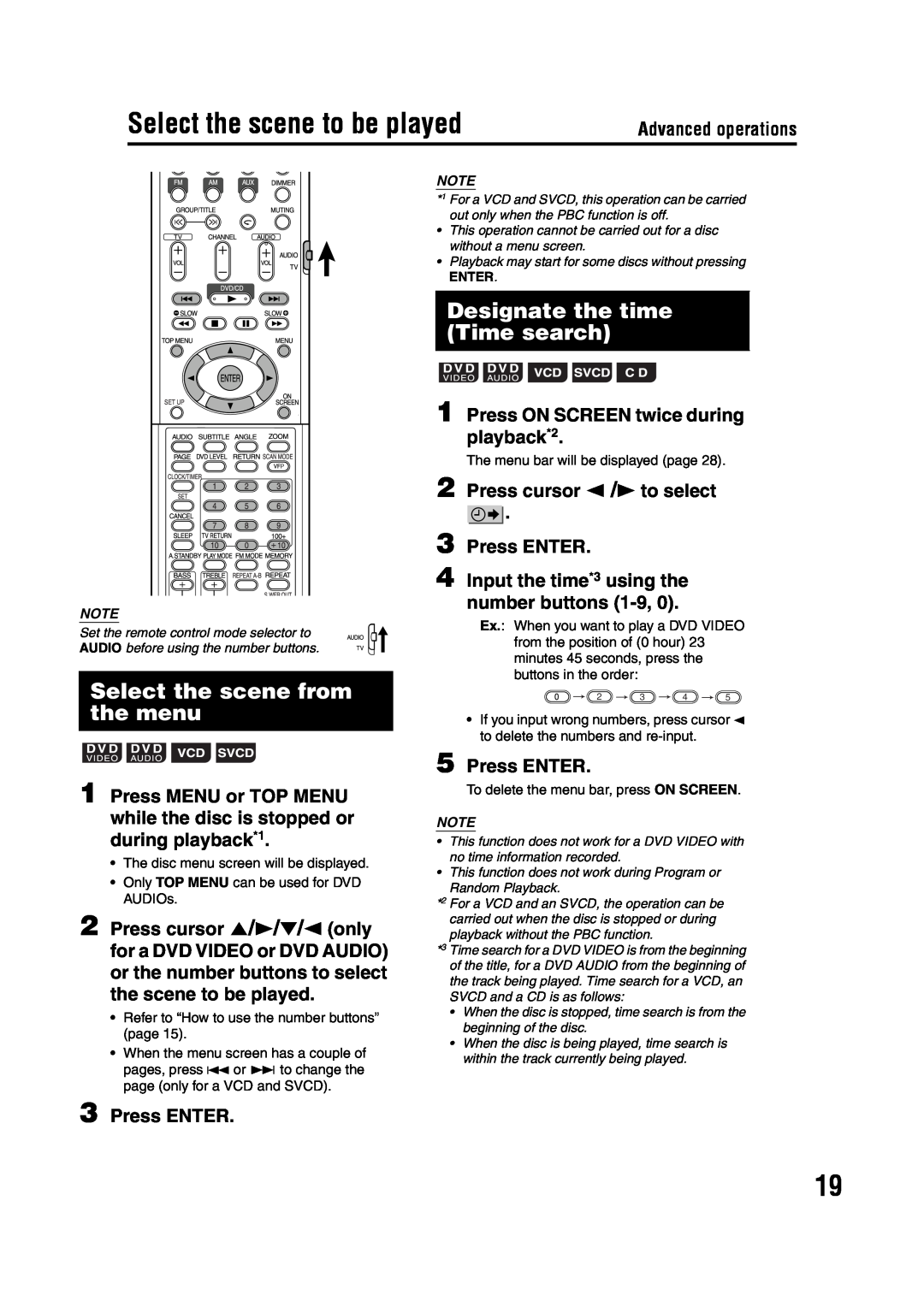 JVC GVT0142-001A manual Select the scene to be played, Select the scene from the menu, Designate the time Time search 