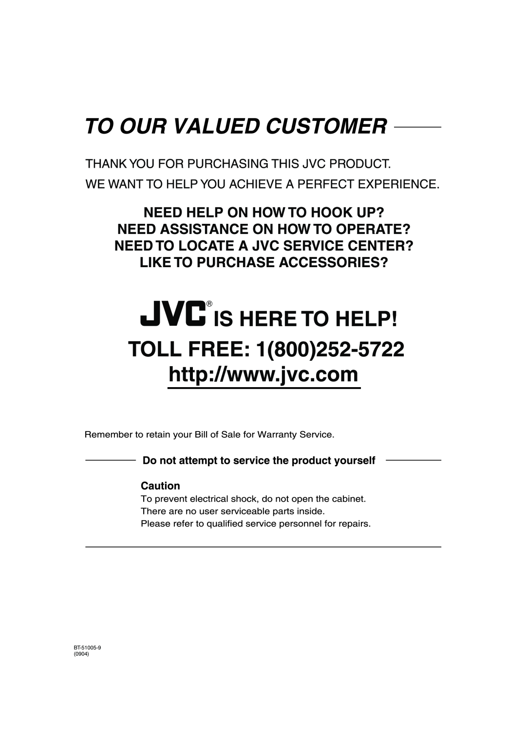 JVC GVT0142-001A manual BT-51005-90904 