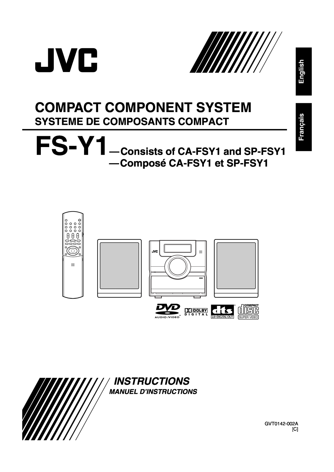 JVC GVT0142-001A manual Systeme De Composants Compact, FS-Y1—Consistsof CA-FSY1and SP-FSY1, Composé CA-FSY1et SP-FSY1 