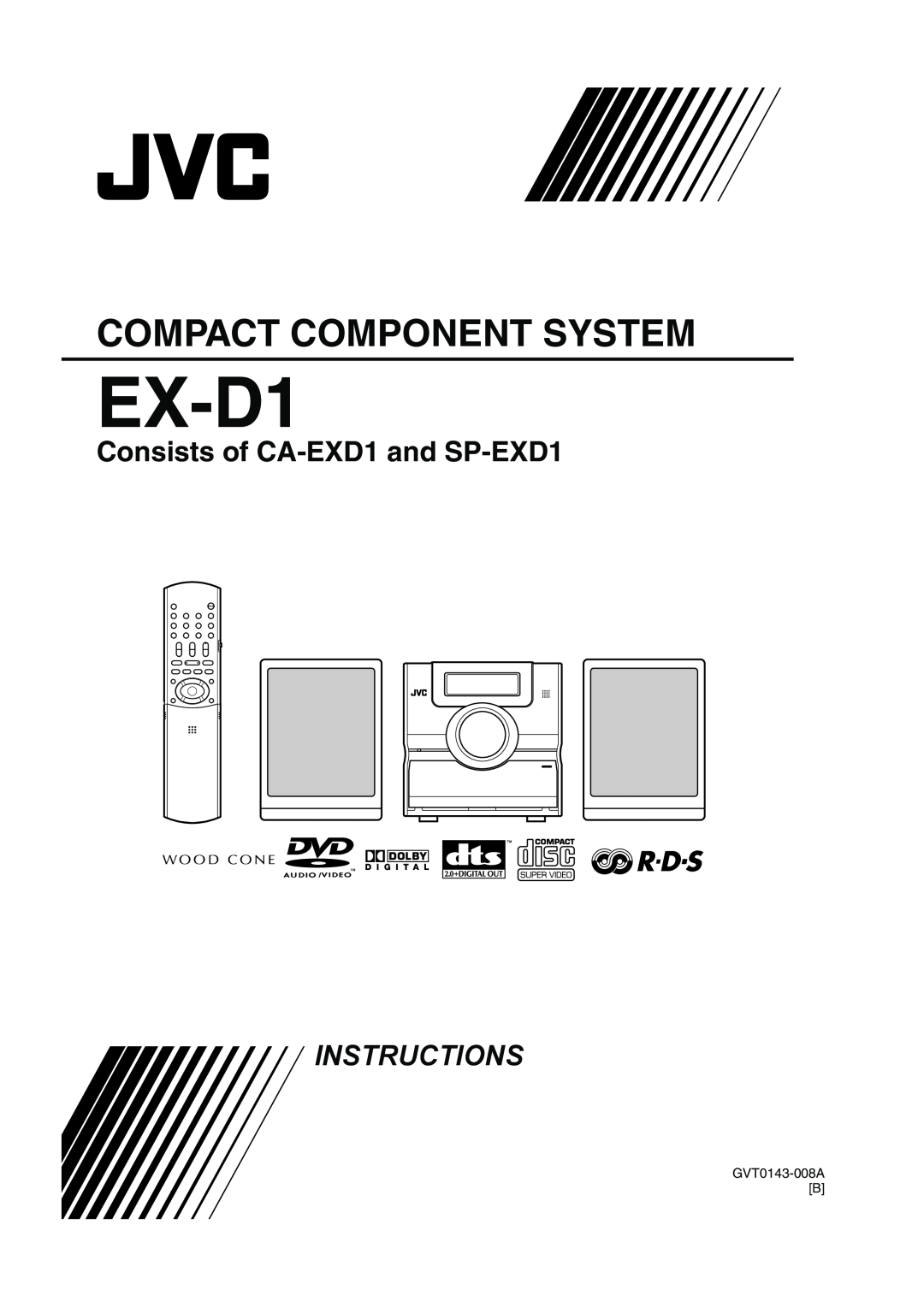 JVC GVT0143-008A manual Consists of CA-EXD1 and SP-EXD1, EX-D1, Compact Component System, Instructions 