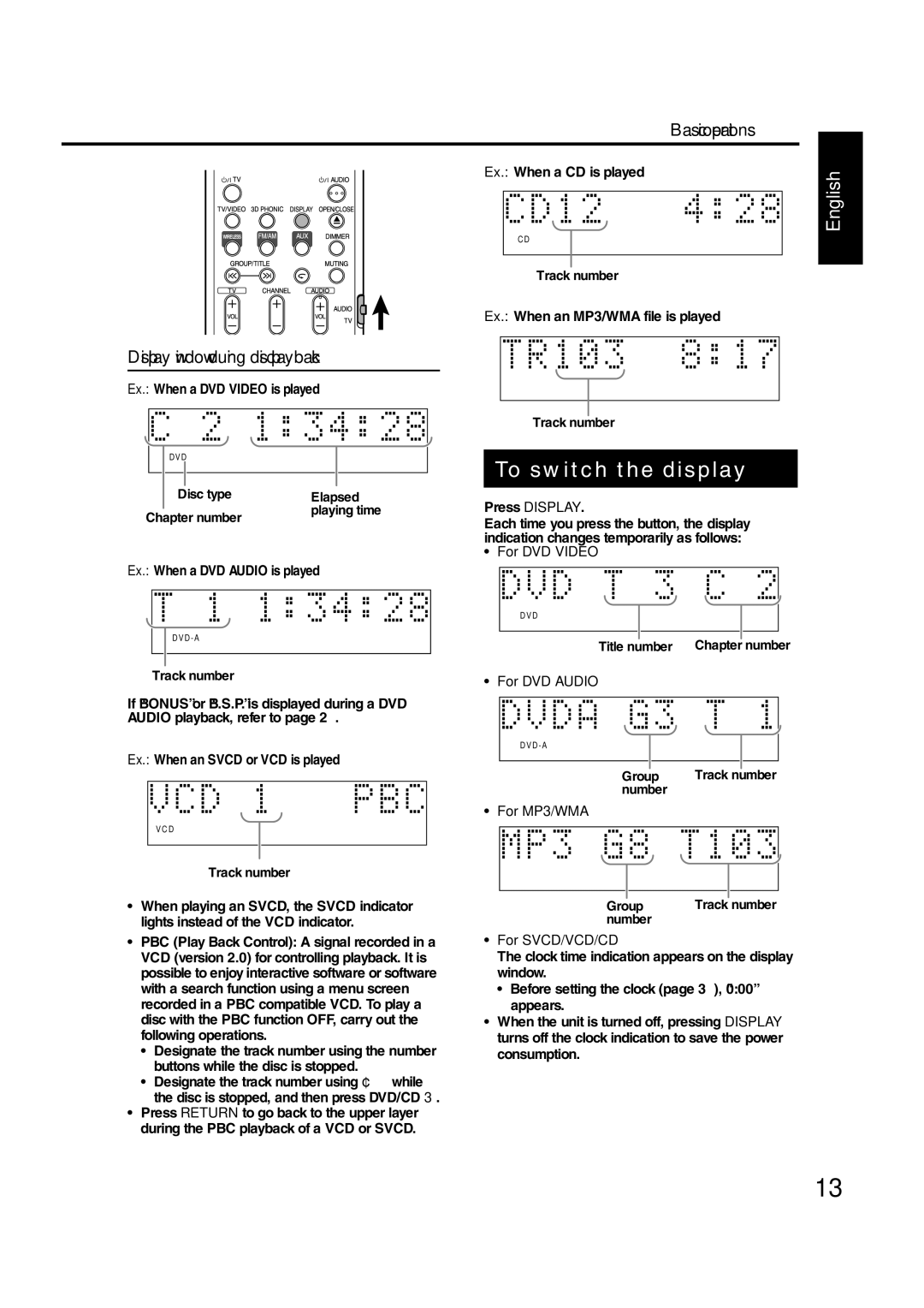 JVC GVT0144-005A manual To switch the display 