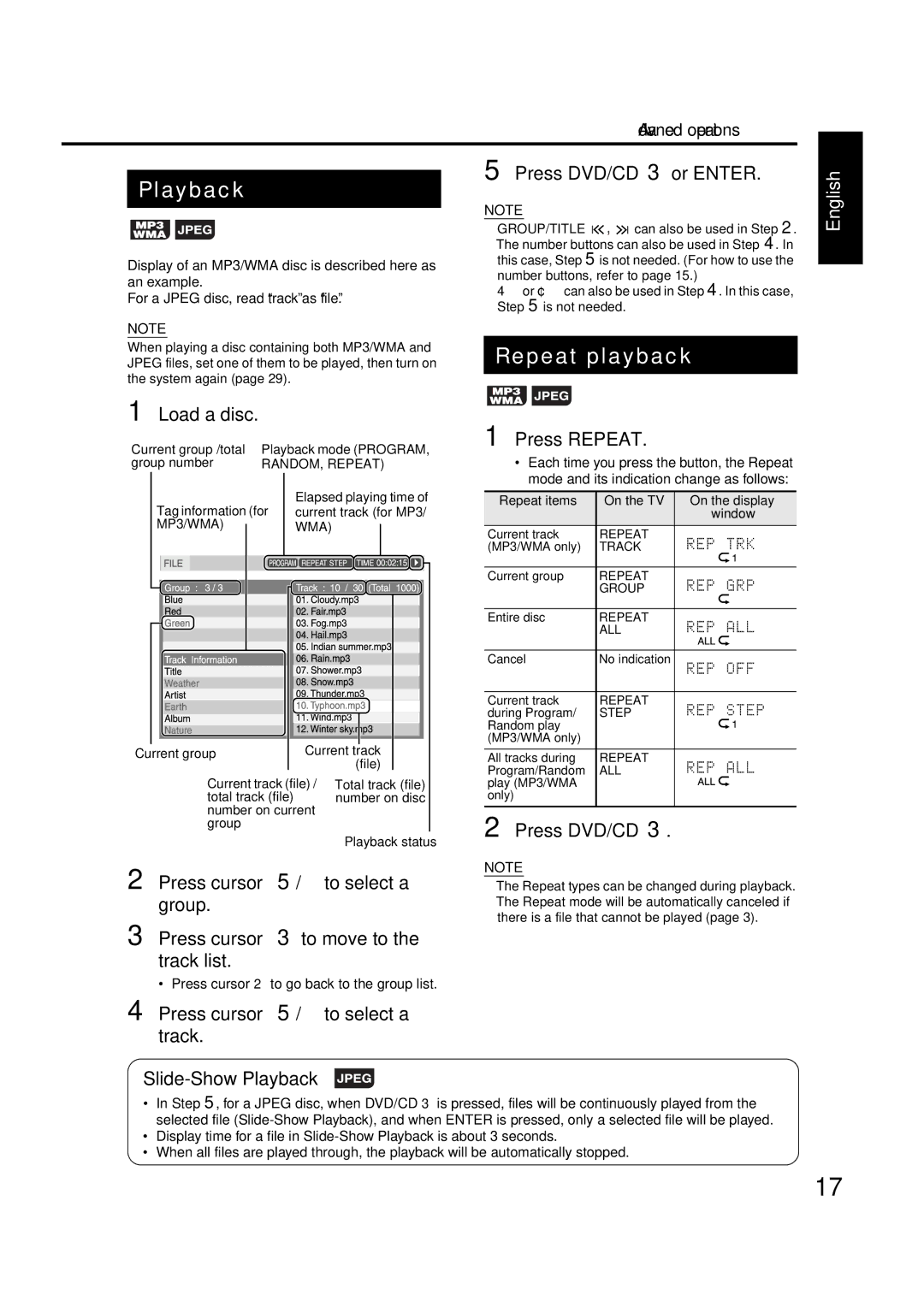 JVC GVT0144-005A manual Playback 