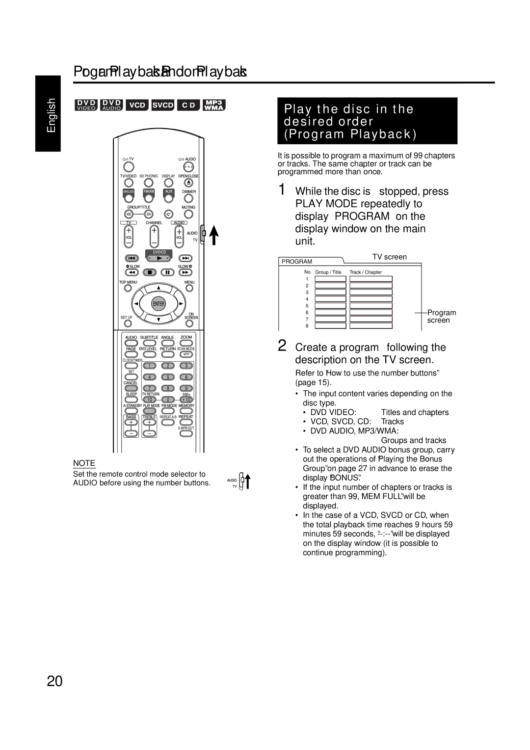 JVC GVT0144-005A manual Program Playback/Random Playback 