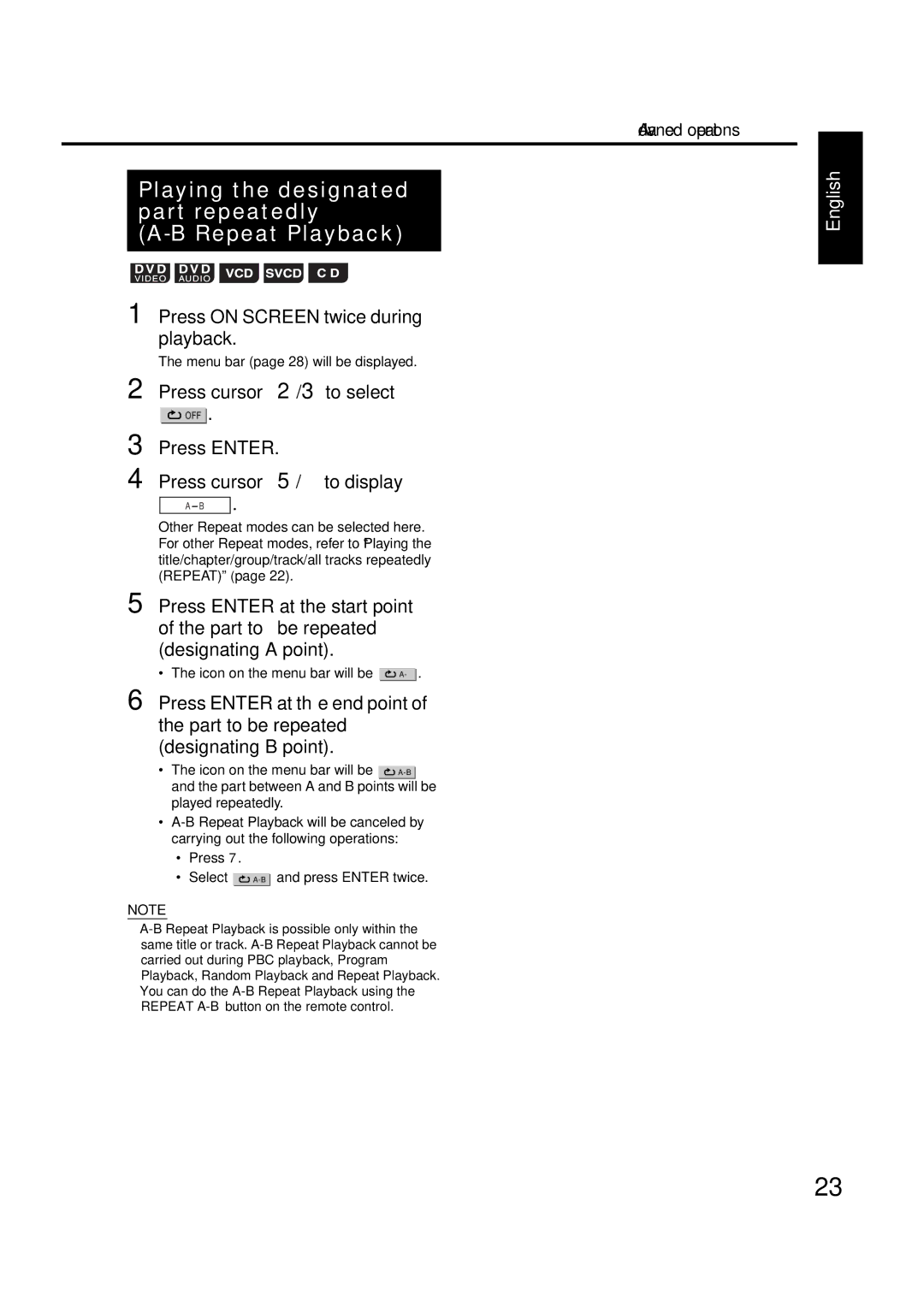 JVC GVT0144-005A manual Playing the designated part repeatedly Repeat Playback 