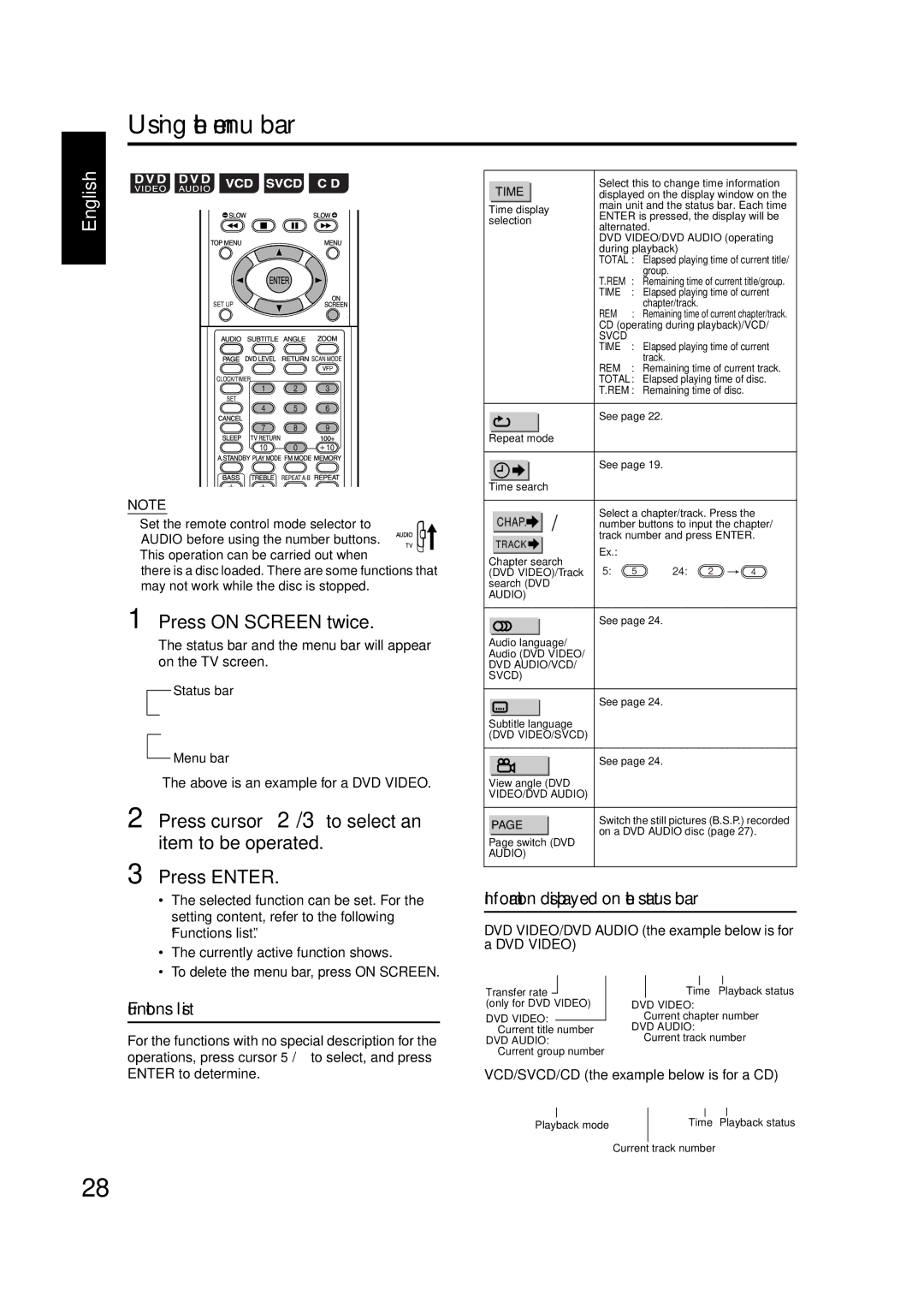 JVC GVT0144-005A manual Using the menu bar 