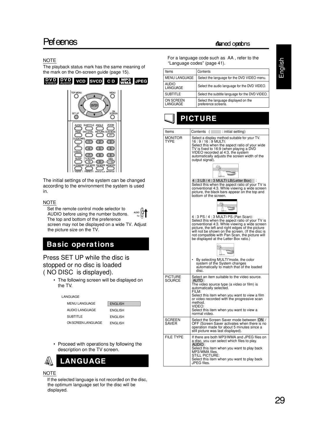 JVC GVT0144-005A manual Preferences 