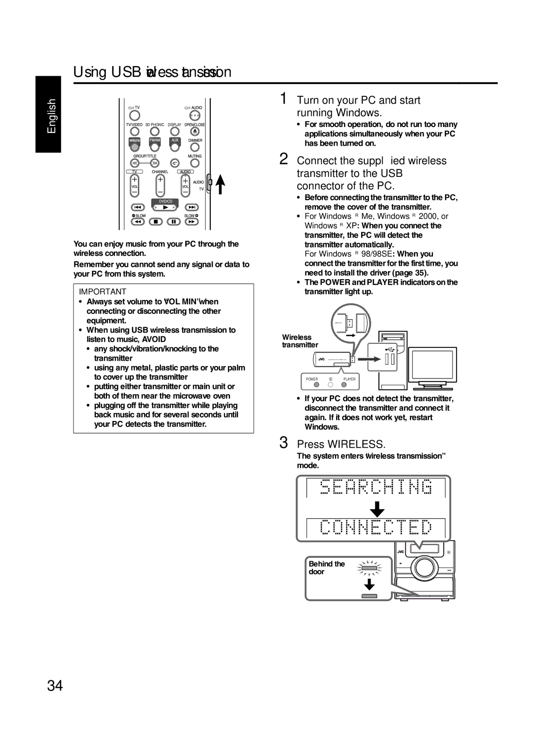 JVC GVT0144-005A manual Using USB wireless transmission 