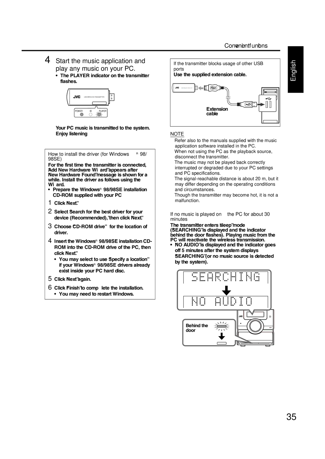 JVC GVT0144-005A manual How to install the driver for WindowsR 98/ 98SE 