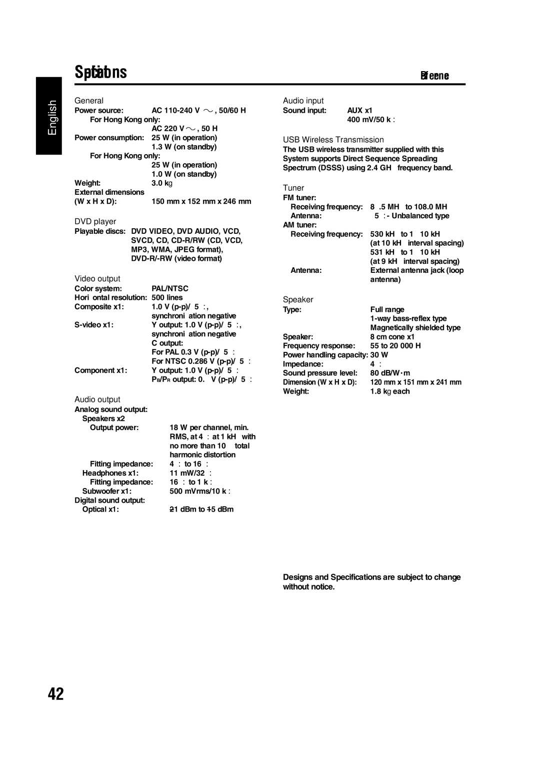 JVC GVT0144-005A manual Specifications 