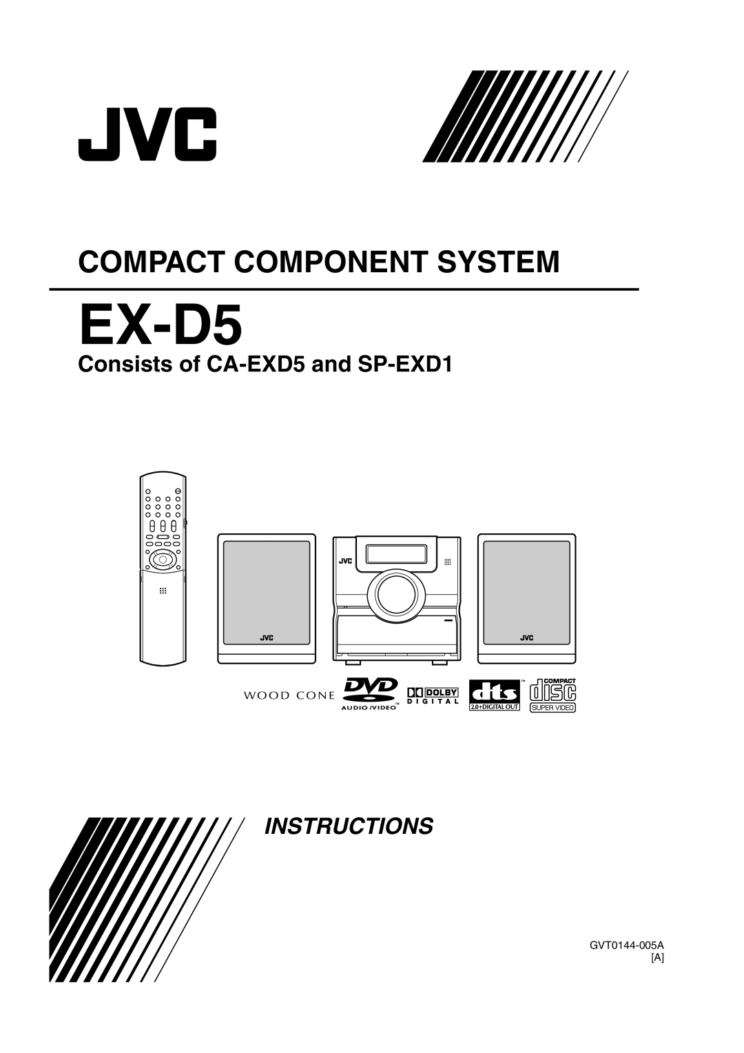 JVC GVT0144-005A manual EX-D5, Compact Component System, Consists of CA-EXD5and SP-EXD1, Instructions 