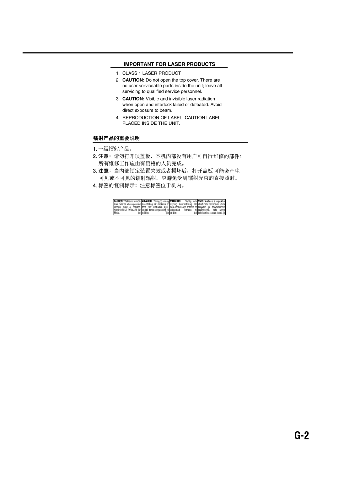 JVC GVT0144-005A manual Important For Laser Products 