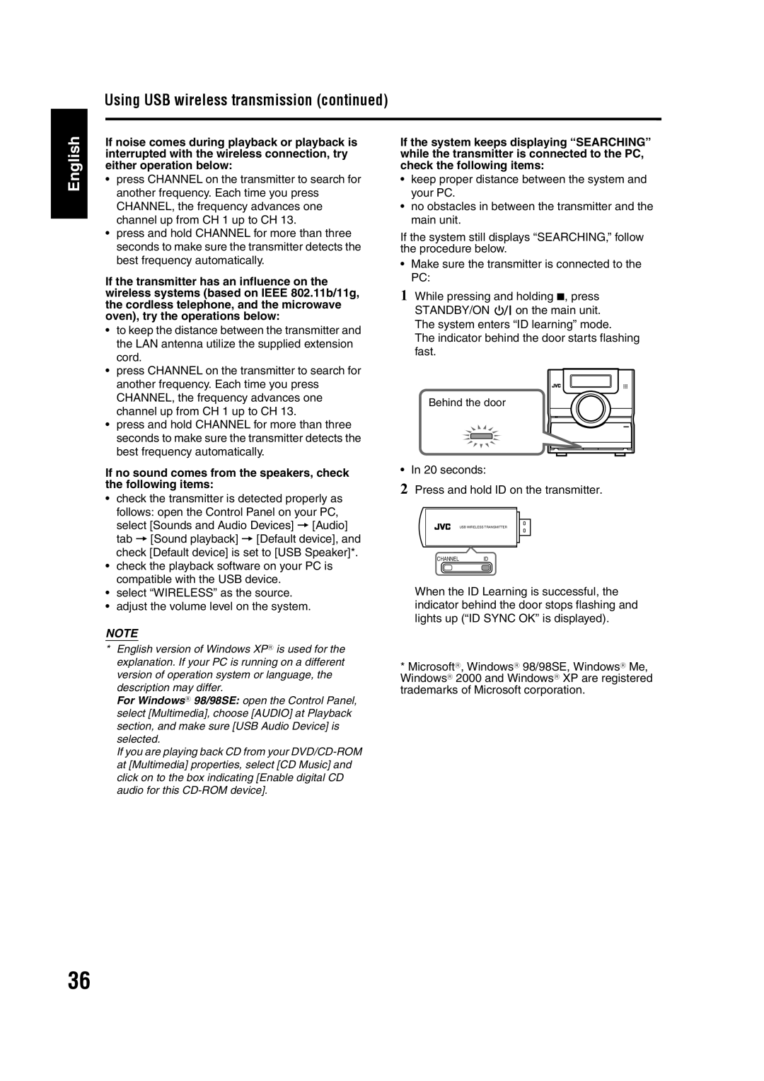 JVC GVT0144-005A manual Using USB wireless transmission continued, English 