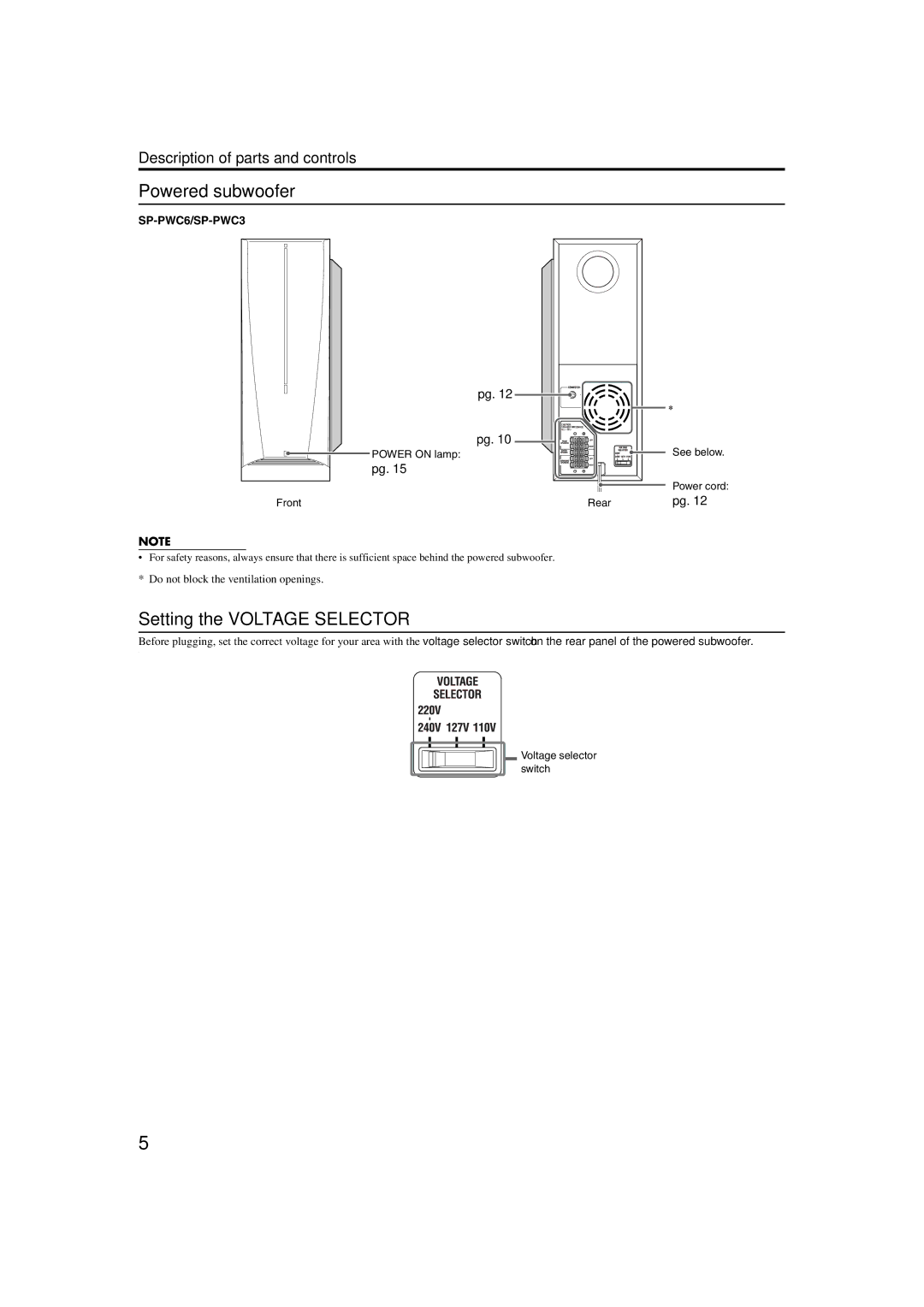 JVC GVT0150-008UG, GVT0150-008UX, GVT0150-008US, GVT0150-008UN, GVT0150-008A Powered subwoofer, Setting the Voltage Selector 