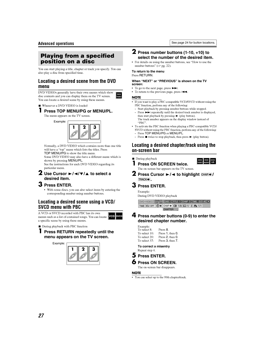 JVC GVT0150-008US, GVT0150-008UX, GVT0150-008UN, GVT0150-008UG, GVT0150-008A manual Playing from a specified position on a disc 