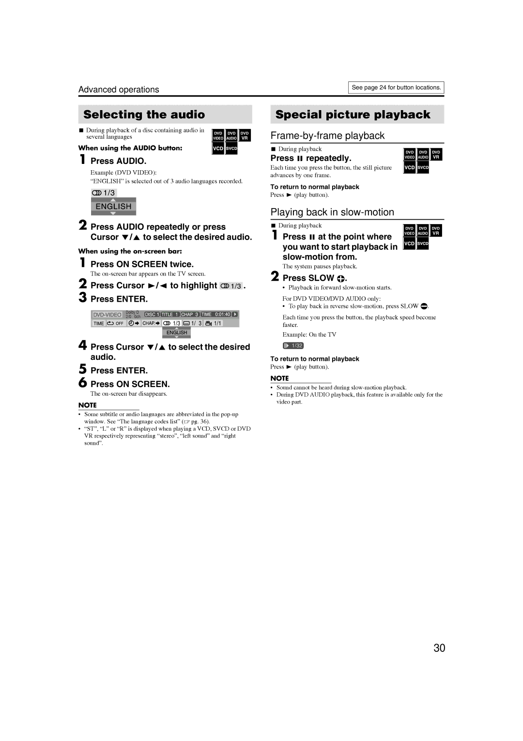 JVC GVT0150-008A, GVT0150-008UX, GVT0150-008US, GVT0150-008UN, GVT0150-008UG, GVT0150-008UW manual Selecting the audio 