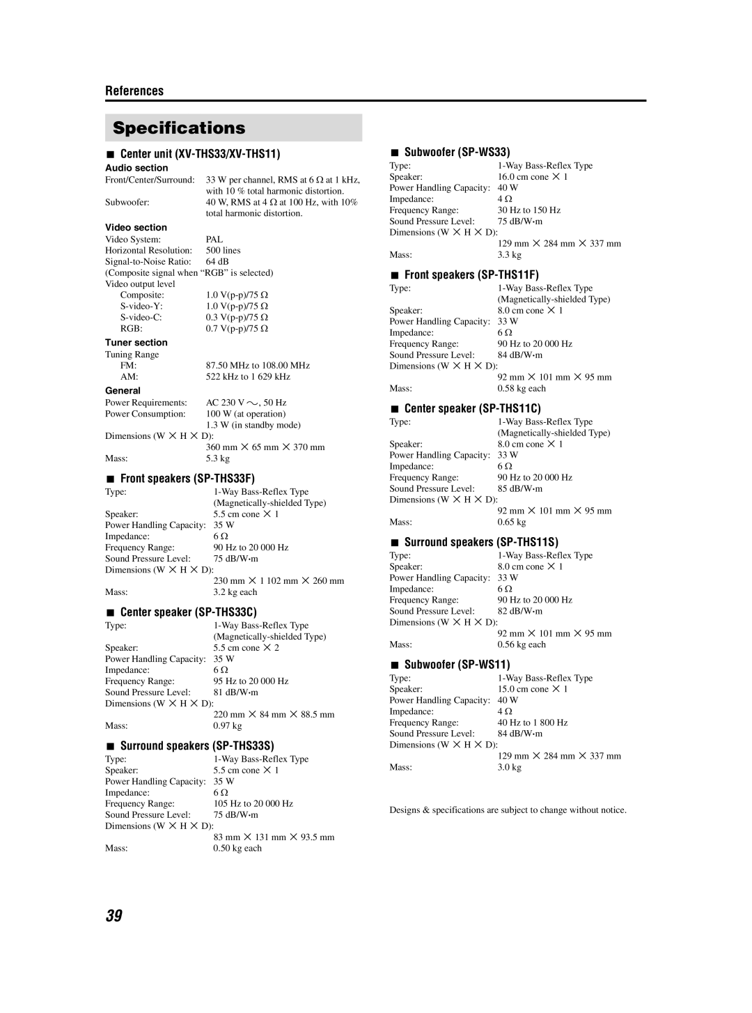 JVC GVT0155-001A manual Specifications 