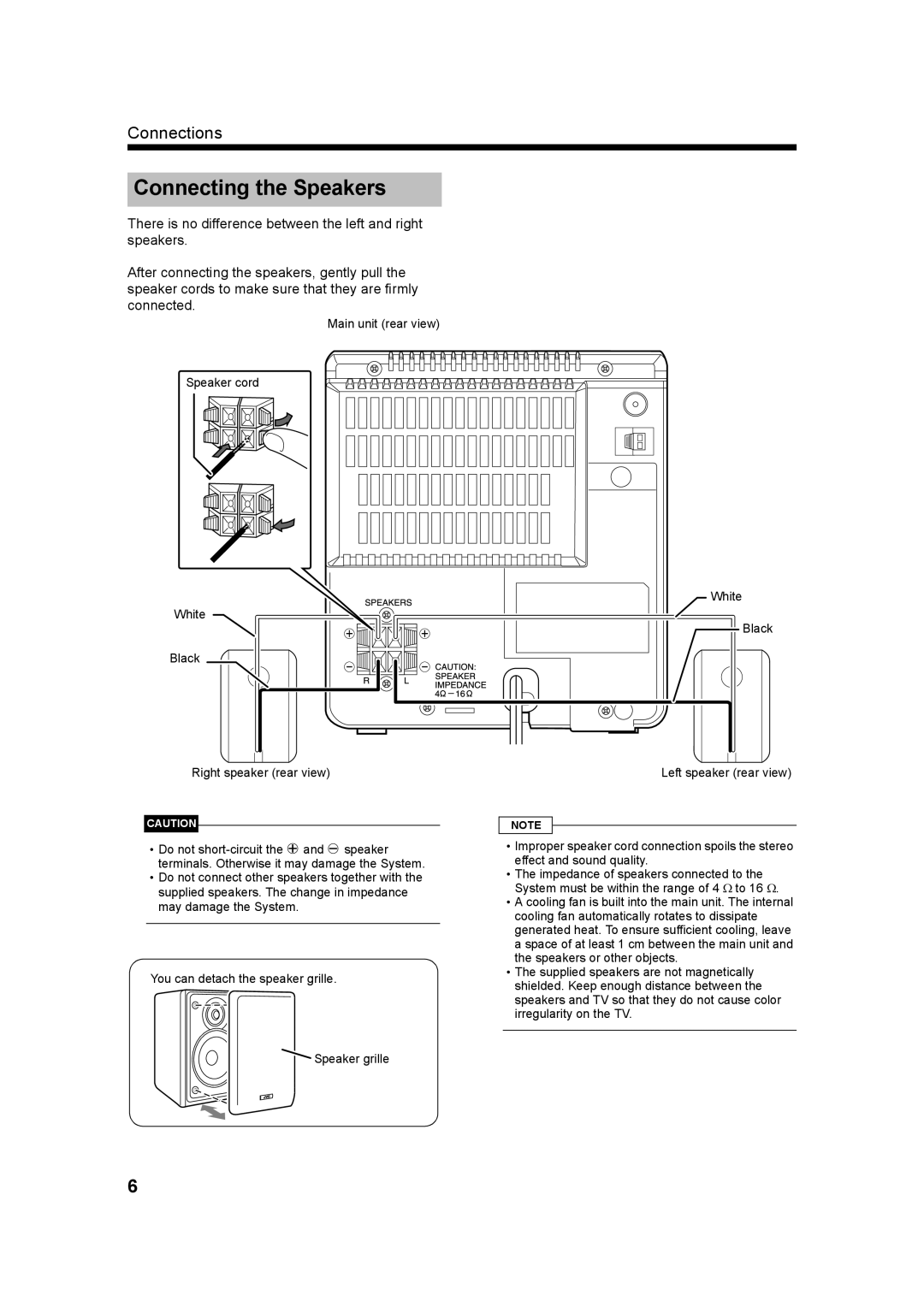 JVC UX-QX3W, GVT0182-005A, UX-QX3A manual Connecting the Speakers 