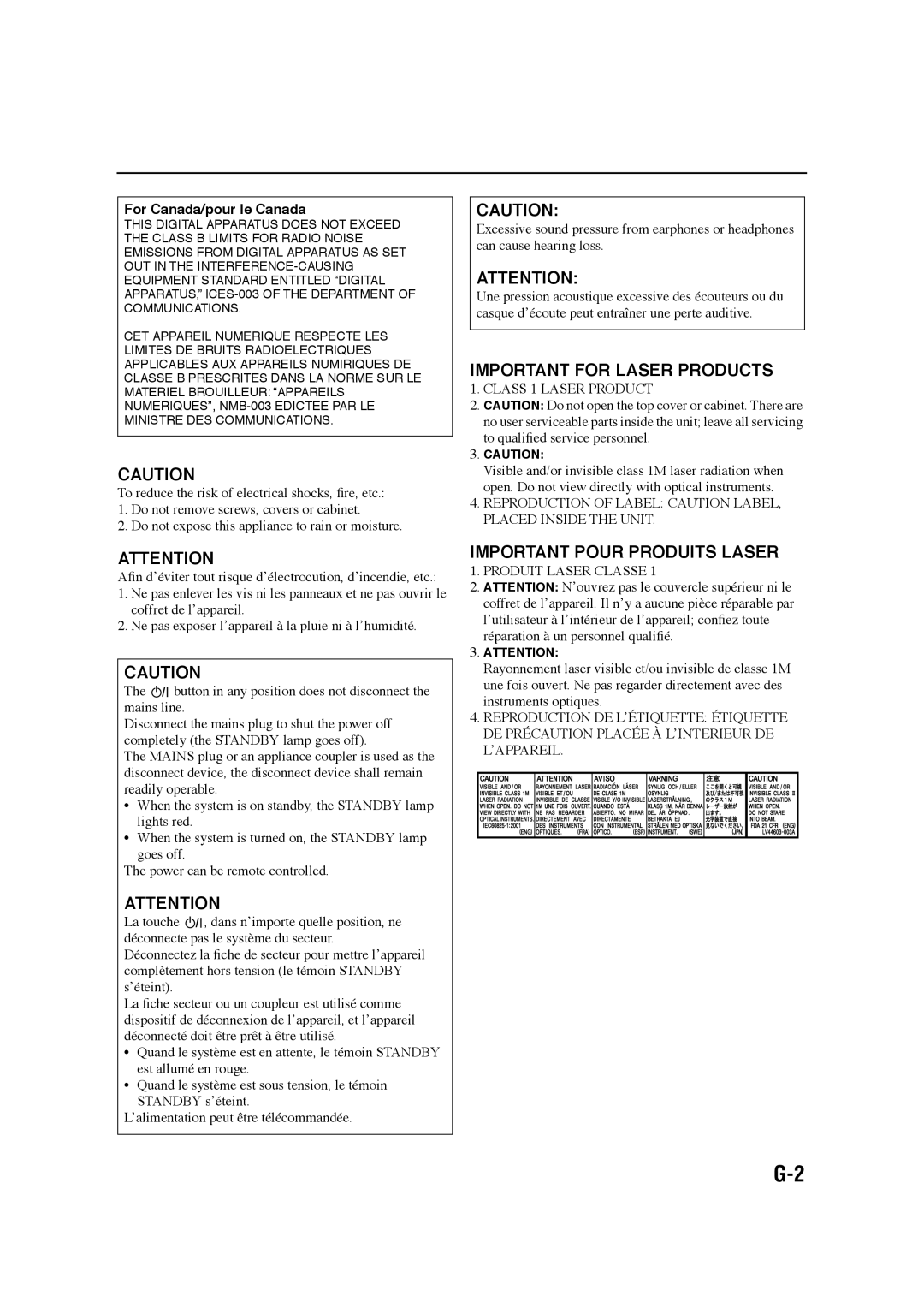 JVC CA-DXJ21, GVT0245-001A, DX-J21, CA-DXJ11 manual Important for Laser Products 