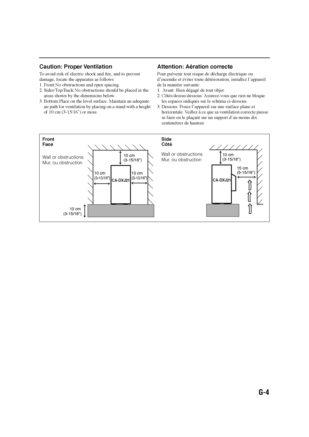 JVC DX-J21, GVT0245-001A, CA-DXJ11, CA-DXJ21 manual Front Face Side Côté 