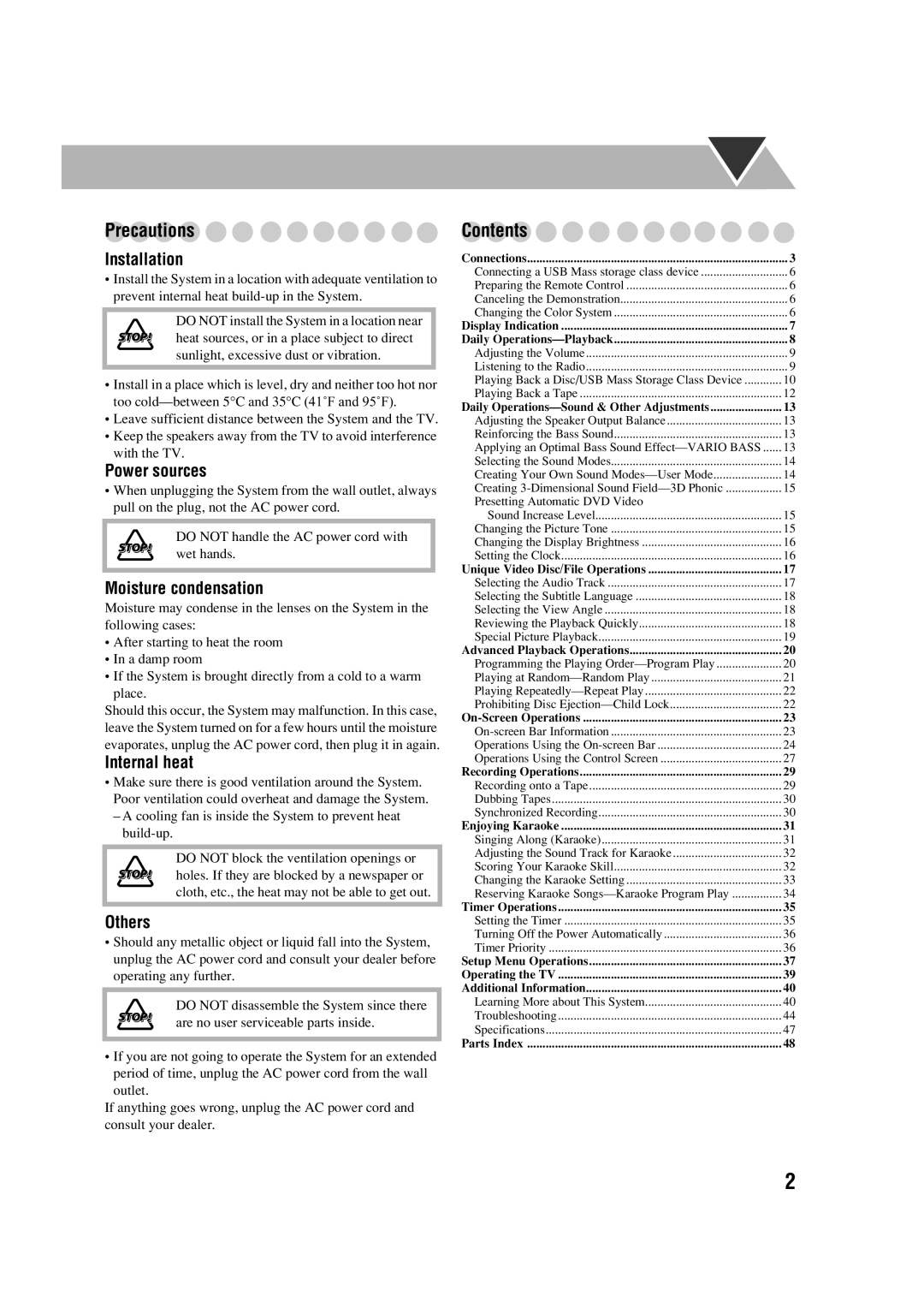 JVC CA-DXJ21, GVT0245-001A, DX-J21, CA-DXJ11 manual Precautions 