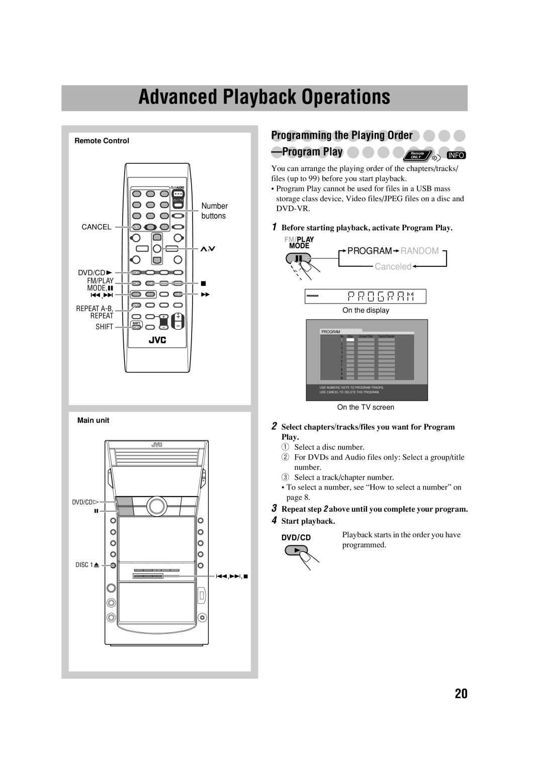 JVC DX-J21, GVT0245-001A, CA-DXJ11, CA-DXJ21 manual Advanced Playback Operations 