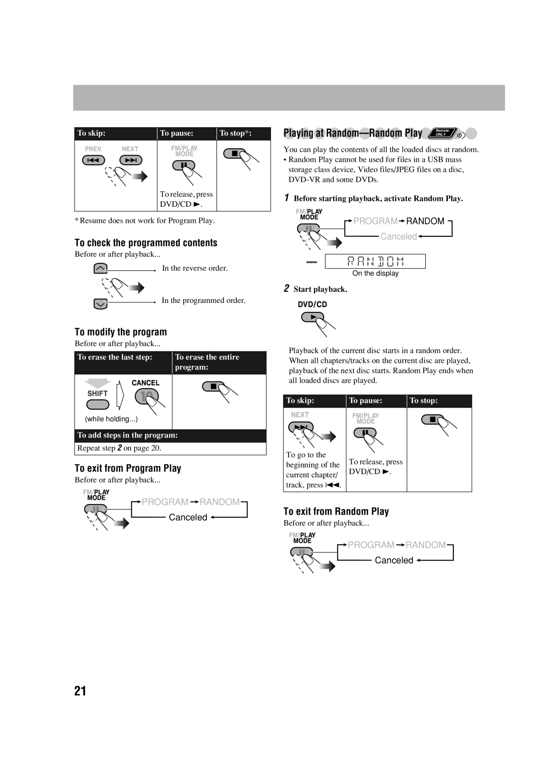 JVC GVT0245-001A, DX-J21, CA-DXJ11 manual To check the programmed contents, To modify the program, To exit from Program Play 