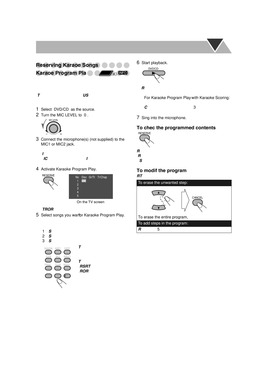 JVC CA-DXU20, GVT0270-001A, CA-DXU9 manual Reserving Karaoke Songs, Karaoke Program Play, To erase the unwanted step 