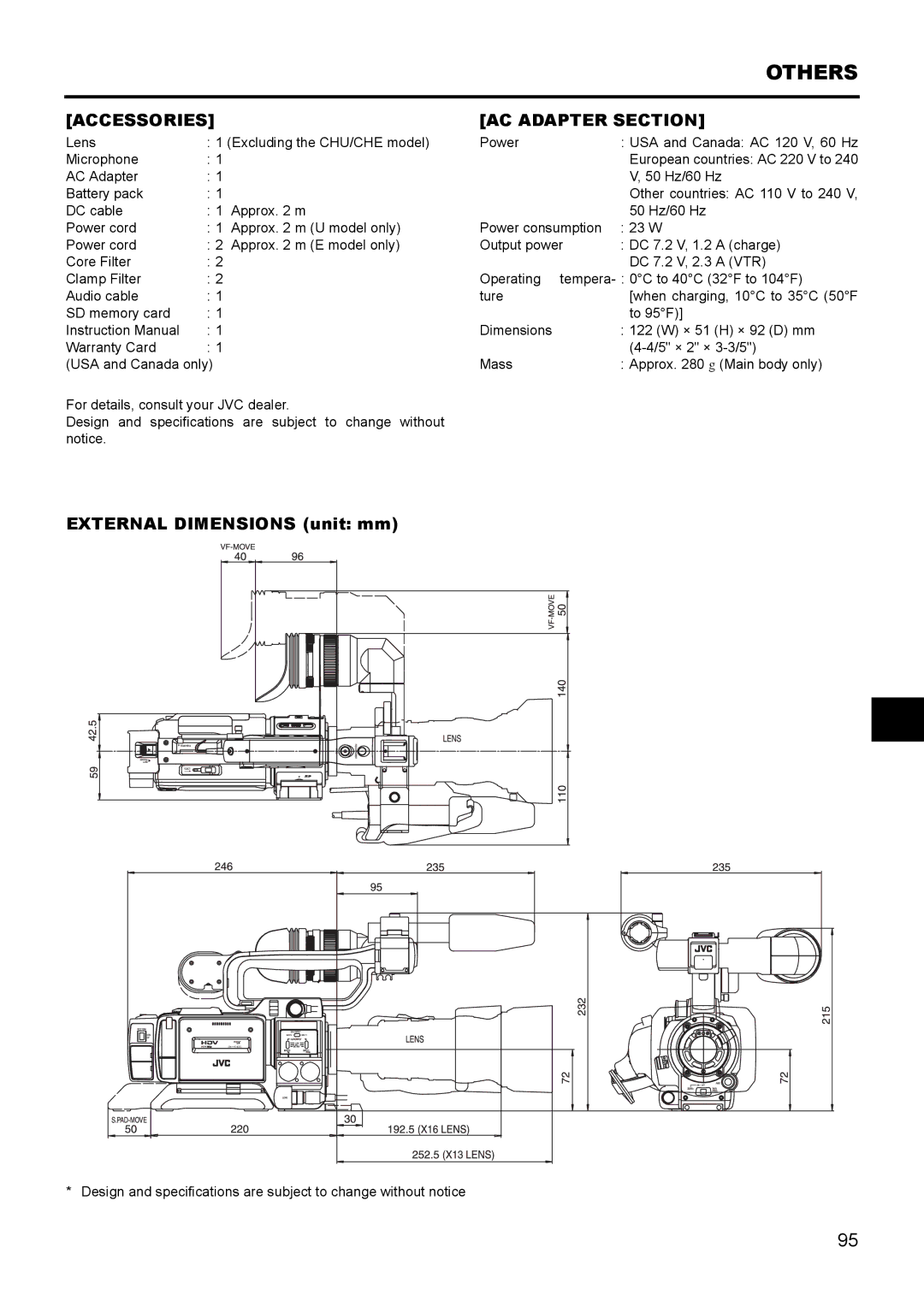 JVC GY- HD111 HD CAMERA RECORDER manual Accessories 