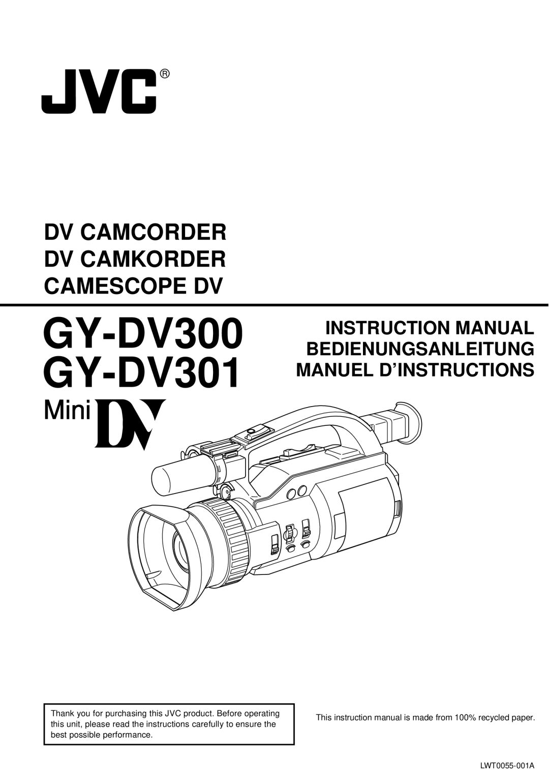 JVC instruction manual GY-DV300 GY-DV301 