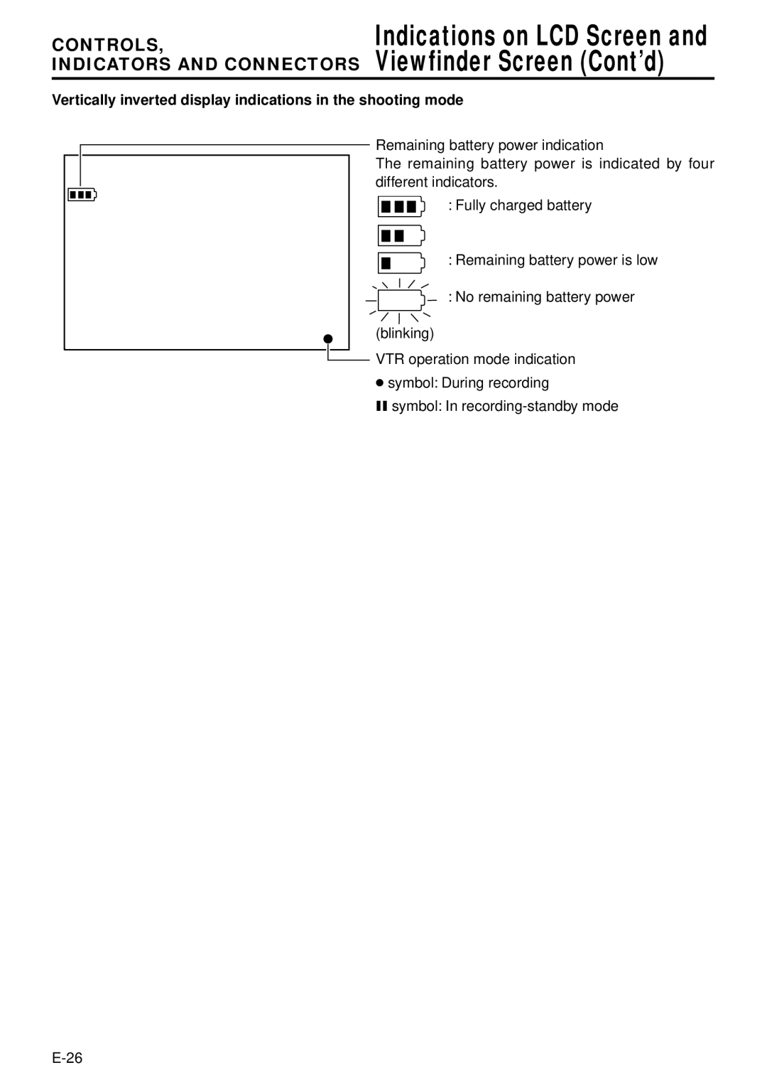 JVC GY-DV300, GY-DV301 instruction manual Vertically inverted display indications in the shooting mode 