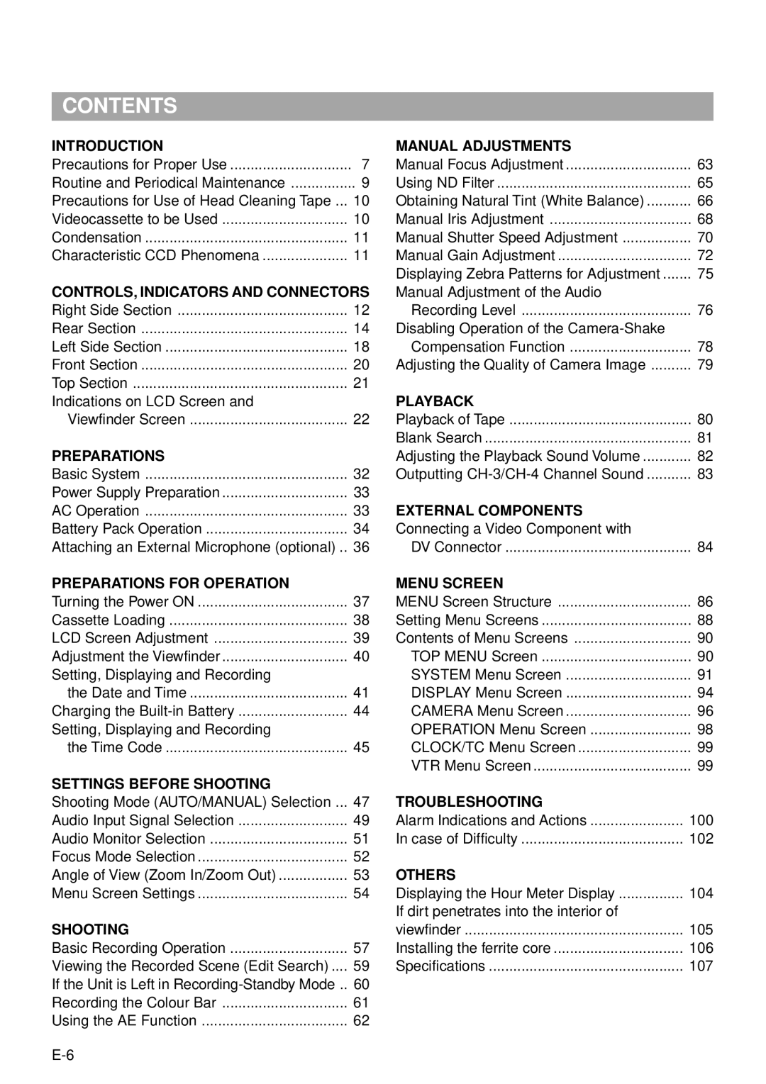 JVC GY-DV300, GY-DV301 instruction manual Contents 