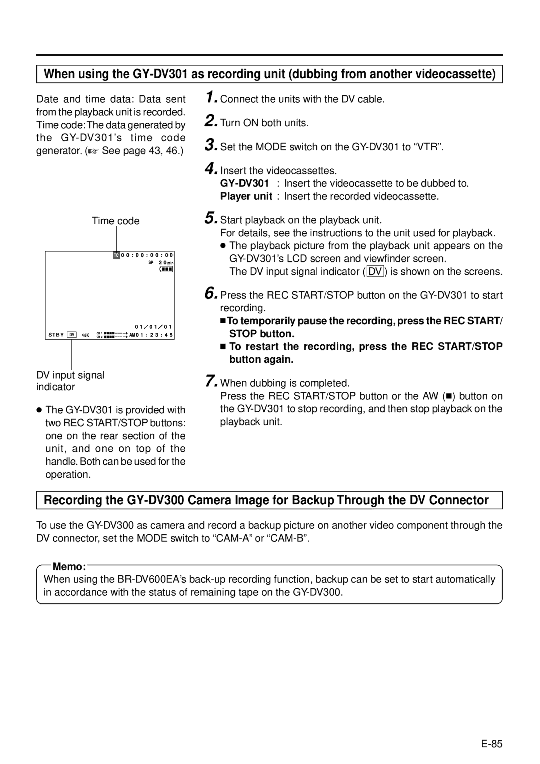 JVC GY-DV301, GY-DV300 instruction manual B Y Dv 