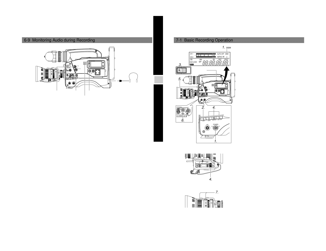 JVC GY-DV500 instruction manual Shooting Operation, Monitoring Audio during Recording, Basic Recording Operation 